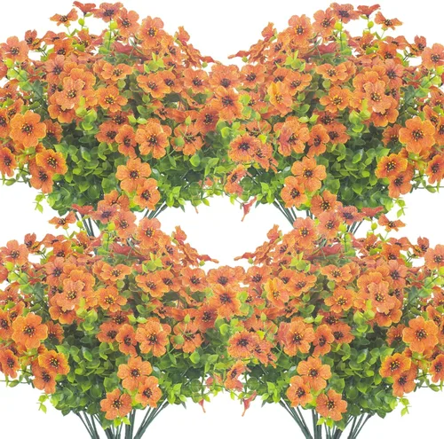 Vista 8 de Grunyia 10 paquetes de flores artificiales para exteriores, resistentes a los rayos UV, flores falsas que no se decoloran, plantas sintéticas