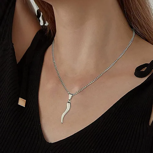 Vista 3 de U7 Italian Horn Necklaces,Stainless SteelBlack18K Gold Plated Talisman Horn Pendant, Italy Amulet Charm Necklaces Protection Jewelry for Men Women