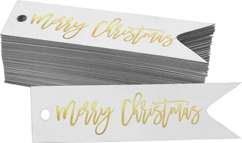Vista 20 de Etiquetas colgantes con texto en inglés «Merry Christmas» para botellas de papel de aluminio, paquete de 50 unidades Aqua Blue