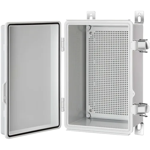 Vista 16 de Caja de conexiones Gratury, carcasa de plástico impermeable IP67 para proyectos eléctricos, cubierta con bisagras gris, incluye placa de montaje