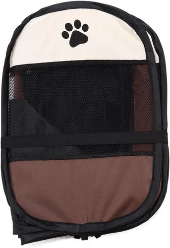 Vista 5 de S-Lifeeling Corralito plegable para mascotas, perrera extraíble, perro, gato, conejo, malla, cubierta de malla, portátil, impermeable, plegable, Café