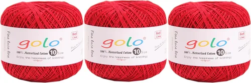 Vista 121 de Golo - 3 bolas de hilo de ganchillo tamaño 10, hilo de crochet para tejer a mano 102