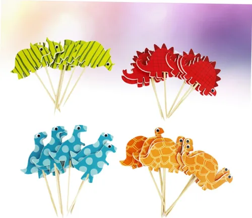 Vista 8 de 96pcs Dinosaur Cake Toppers Birthday Party Decorations Paper