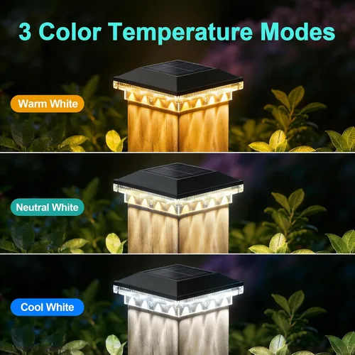 Vista 3 de Brightever Luces solares para postes de 4 x 4 para exteriores con 3 modos de iluminación, paquete de 8 luces solares para postes de valla
