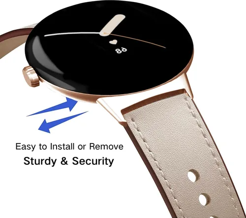 Vista 2 de Correa de cuero compatible con Google Pixel Watch, correa de repuesto, transpirable, para Google Pixel Watch, accesorios para reloj inteligente