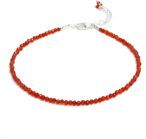 Vista 22 de Gempires - Tobillera ligera hecha a mano con cuentas, diseño clásico, hipoalergénica, chapada en plata de 11 pulgadas, regalo único para uso diario