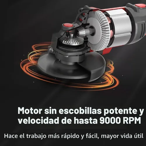 Vista 5 de Amoladora angular inalámbrica NAWIN, amoladora angular de velocidad variable de 4-1/2 pulgadas, amoladora inalámbrica con batería y cargador, motor