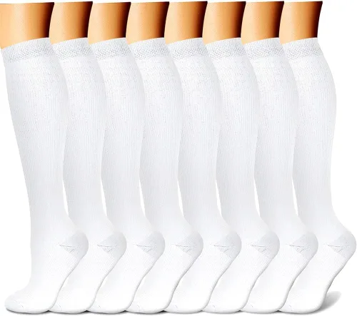Vista 32 de CHARMKING Calcetines de compresión para mujeres y hombres para circulación (8 pares) 15-20 mmHg, mejor soporte para ciclismo atlético