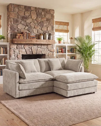Vista 70 de 76.7" Cloud Couch for Living Room, Deep Seat Loveseat Sofa, Beige Breathable Chenille, 2-Seats Couch for Apartment Small Spaces, Pocket Spring