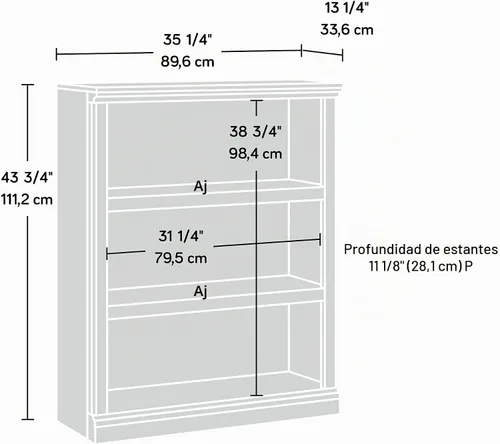 Vista 3 de Sauder Miscellaneous Storage - Estantería de 3 estantes, estante para libros, acabado en roble aceitado Acabado de roble aceitado