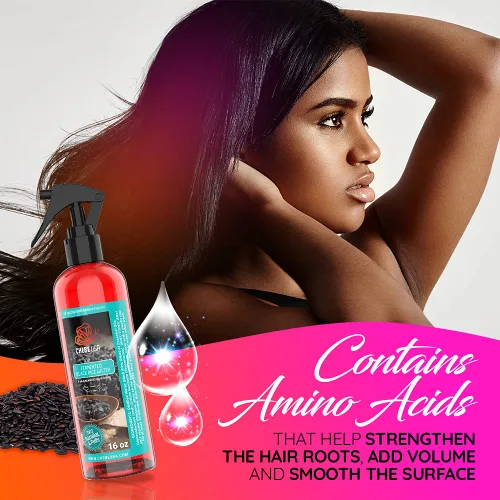 Vista 3 de Uhuru Naturals Agua de arroz negro fermentada: contiene ingredientes totalmente naturales desenreda y suaviza el cabello promueve el brillo, ayuda a