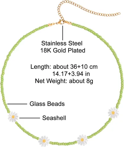 Vista 6 de Wellike Freshwater Pearl Beaded Necklace for Women Handmade Boho Colorful Glass Beads Choker Necklace Stainless Steel 18K Gold Plated Bohemian Women