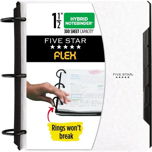 Vista 10 de Five Star Flex - Cuaderno recargable + aplicación de estudio, papel rayado universitario y carpeta de anillos TechLock de 1-1/2 pulgadas