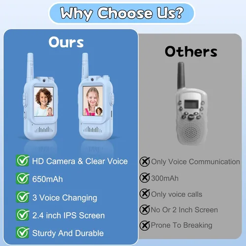 Vista 6 de Walkie Talkies para niños, paquete de 2, radios bidireccionales recargables de largo alcance, juguetes para niños y niñas de 3 a 5 años, aventura al