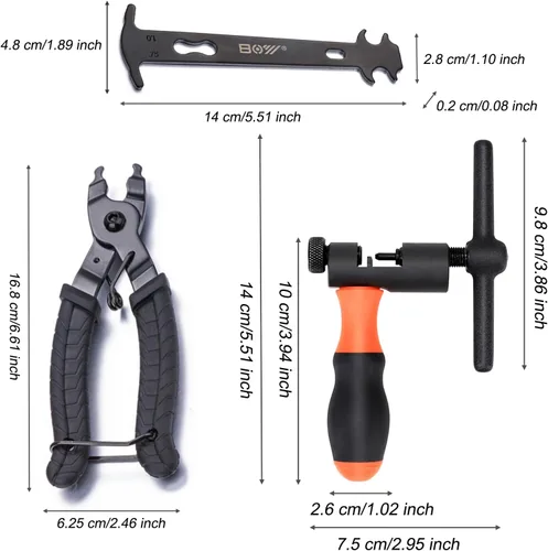 Vista 7 de Kit de herramientas universal para cadena de bicicleta con disyuntor de bicicleta, alicates de cadena principal, comprobador de cadena