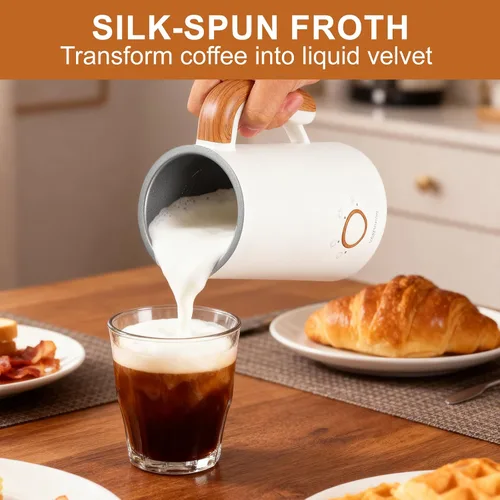 Vista 6 de Espumador de leche, espumador de leche eléctrico y vaporizador de 400 W, máquina automática de espuma fría y caliente 4 en 1 con batidor 2 para café