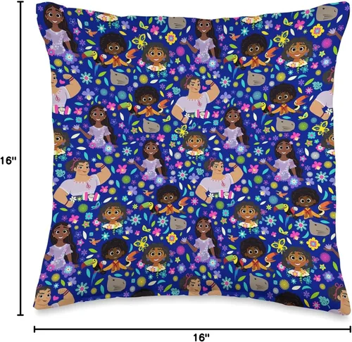 Vista 4 de Disney Encanto Mirabel Isabela Luisa Antonio - Almohada estampada, 16 x 16 pulgadas, multicolor