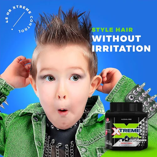 Vista 7 de Xtreme Black Performance Styling Gel para el cabello para hombres, sin alcohol, control Xtreme de 48 horas con aloe vera, tarro de 8.82 onzas