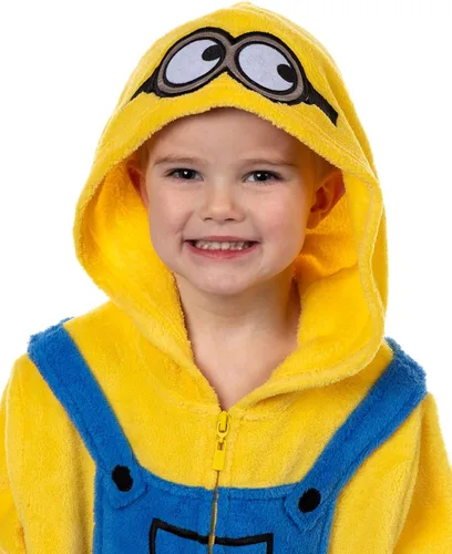 Vista 2 de INTIMO Minions Union Suit - Pijama con capucha Kigurumi para niños pequeños Multi colorido