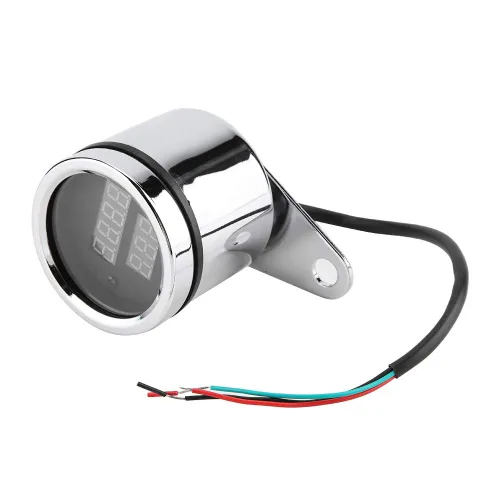 Vista 7 de Tacómetro electrónico, 2 en 1 motocicleta LED digital voltímetro tacómetro medidor de metal odómetro velocímetro
