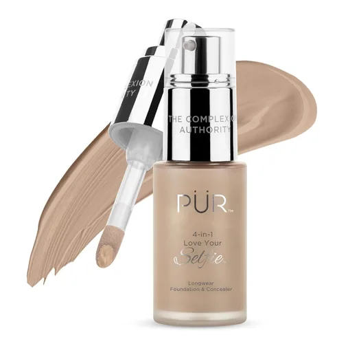 Vista 42 de PÜR MINERALS 4-in-1 Love Your Selfie Foundation & Concealer - Longwear Medium-to-Full Coverage Liquid Makeup Foundation with Hydrating Blend for