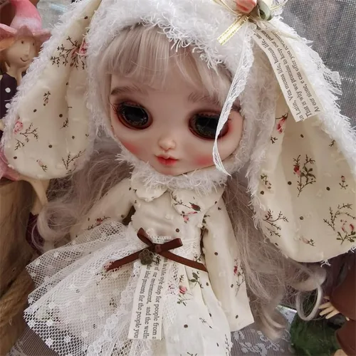 Vista 5 de Blythes Clothes OB22 OB24 Azone - Camisa de muñeca con sombrero de orejas largas, falda floral, pantalones casuales, vestido de monzón de verano