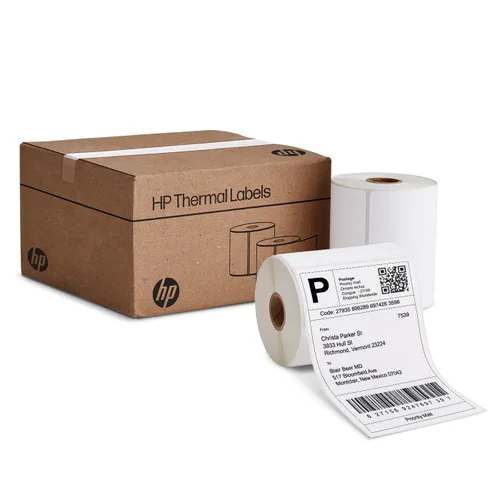 Vista 10 de HP Etiquetas de envío térmico directo 2 x 1, 2 rollos, 1375 hojas por rollo, etiquetas blancas multiusos para uso personal o comercial, compatibles
