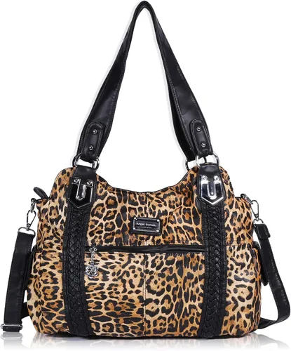 Vista 162 de Angel Barcelo - Bolsa de hombro amplia para mujer, diseño Hobo, cuero lavado