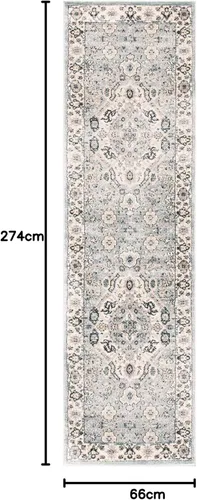 Vista 75 de SAFAVIEH - Colección Isabella, alfombra decorativa - 2'2" x 5', azul y crema, diseño oriental, no desprende pelusa y fácil cuidado, ideal para áreas