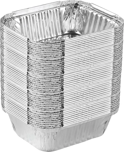 Vista 9 de PLASTICPRO Moldes desechables de papel de aluminio para llevar de 5 LB de 7'' X 10'' X 3'' pulgadas, moldes para hornear - utensilios de cocina