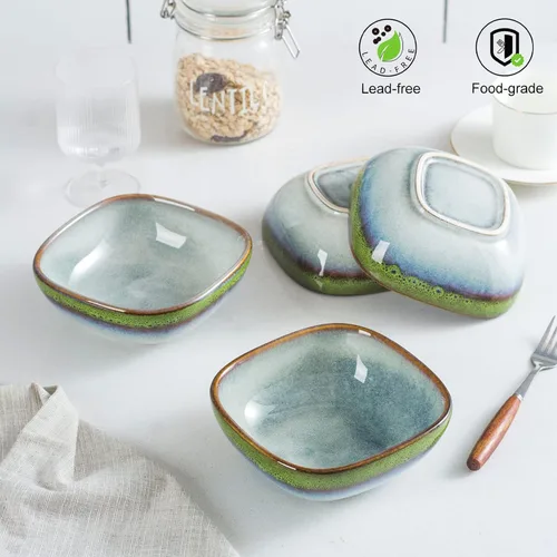Vista 9 de HENXFEN LEAD Paquete – Juego de platos cuadrados de 6.3 pulgadas y cuencos de ensalada de cereales de 22 onzas