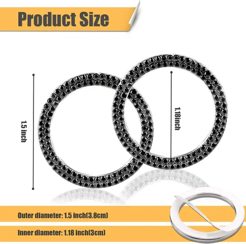 Vista 2 de 2 calcomanías de anillo de arranque de motor de automóvil con doble diamantes de imitación, accesorios brillantes para el interior del automóvil