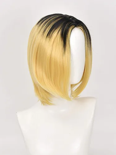 Vista 3 de XiongXiongLe Peluca de Halloween, cosplay, anime, Kozume Kenma, juego de rol, disfraz negro dorado, gorra de peluca para hombre y adulto, fiesta