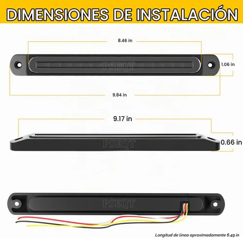 Vista 4 de PSEQT - Barra de luz trasera de 10" para remolque con 15 LED, luz de freno, parada, señal de giro, montaje de luces secuenciales de estrobo rojo