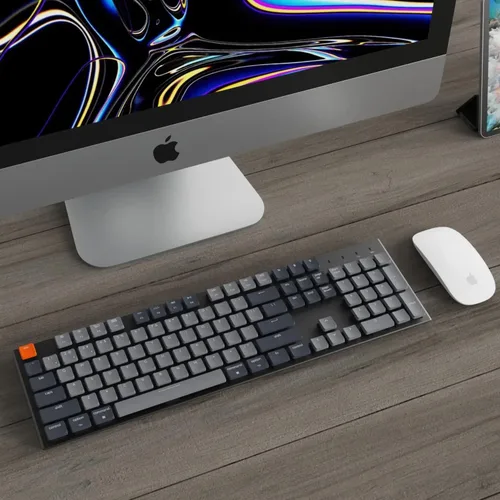 Vista 2 de Keychron K5 Teclado mecánico inalámbrico intercambiable en caliente BluetoothUSB con cable diseño de tamaño completo 104 teclas marco de aluminio