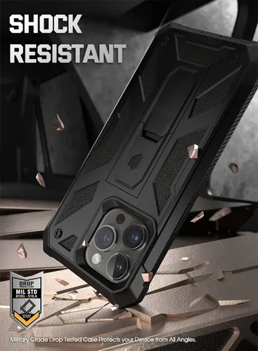 Vista 6 de Poetic Funda compatible con iPhone 14 Pro Max, funda Spartan para iPhone 14 Pro Max, textura de cuero resistente a prueba de golpes, con protector