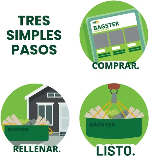 Vista 5 de Bagster 3CUYD - Contenedor en bolsa con capacidad para hasta 3,300 libras, color verde