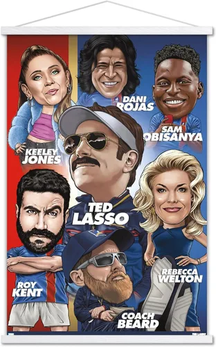 Vista 8 de Trends International Ted Lasso - Póster de pared con marco magnético Juego de perchas de madera de haya y impresión de alta calidad