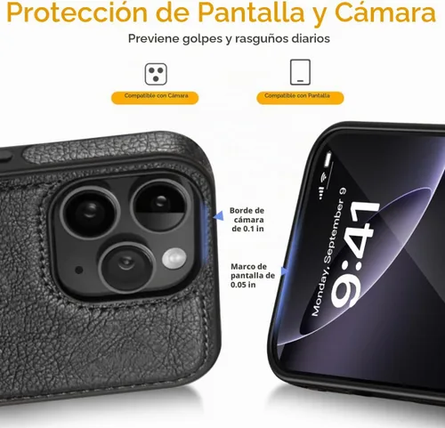 Vista 7 de Diseño compatible con iPhone 11 Pro Max, funda de cuero de lujo, vintage, delgada, antideslizante, agarre suave, a prueba de golpes, funda Negro