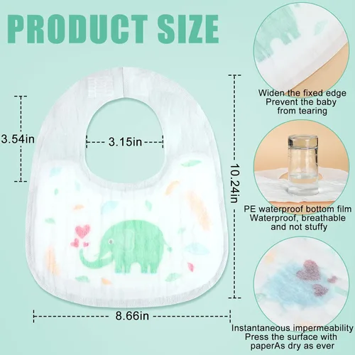 Vista 2 de Skicuff 100 baberos desechables a granel para bebés, niños y niñas, empaquetados individualmente, higiénicos para niños pequeños que viajan y uso al