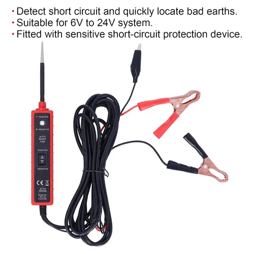 Vista 5 de Probador de circuitos, 6-24V Circuito de potencia de circuito eléctrico probador detector profesional herramienta de diagnóstico automático