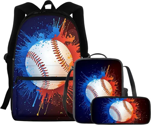 Vista 16 de FOR U DESIGNS Fuego baloncesto impreso niños escuela mochilas viaje mochila libro bolsa