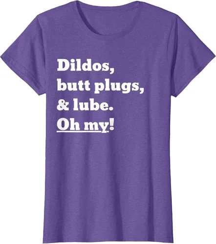 Vista 4 de Consoladores, tapones para los glúteos y lubricante. Camiseta Oh My! Azul bebé