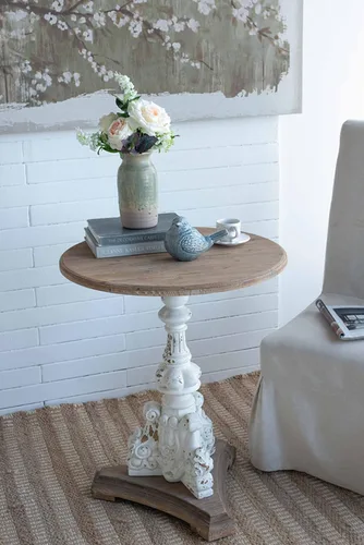 Vista 10 de Mesa auxiliar redonda para espacios pequeños, mesa de bebida de Martini alta con base de pedestal de metal con base de pedestal pesada para sala