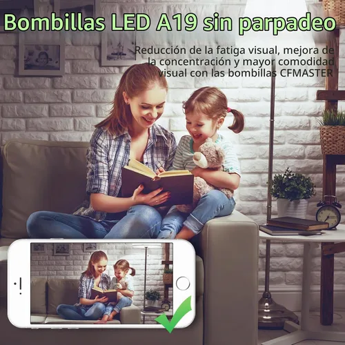 Vista 5 de Bombilla LED A19, bombillas LED equivalentes a 100 W, bombillas de luz diurna de 5000 K, 1500 lúmenes, bombilla de base estándar E26, bombillas