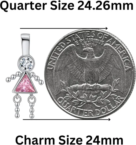 Vista 3 de Birthstone Baby Boy Charms for Mom by Ginger Lyne Birthday Kids Girl Pendants for Grandma Family Tree Necklace for Women Cubic Zirconia Sterling