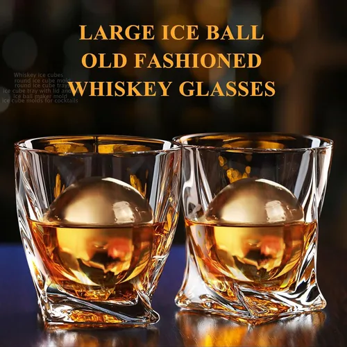 Vista 8 de Molde para cubitos de hielo para whisky, 2 x 8 cubos de hielo de whisky de 1.8 pulgadas, bandeja circular para cubitos de hielo con tapa