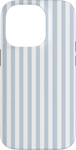 Vista 17 de Funda con patrón geométrico de rayas blancas y azul claro para iPhone 17