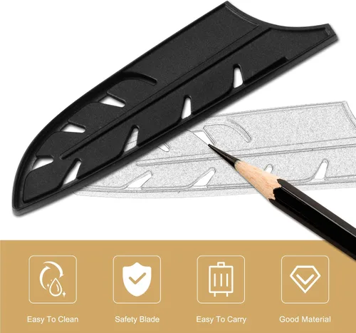 Vista 5 de XYJ 9 piezas de plástico cubiertas de cuchillo mangas protector de borde protector de hoja para cuchillo de chef de cocina