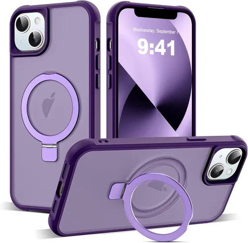 Vista 56 de SKYLMW - Funda compatible con iPhone 11 de 6.1 pulgadas, con soporte magnético invisible tipo anillo, funda translúcida de grado militar, compatible